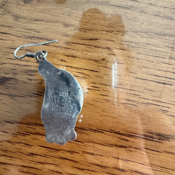 Vintage circa 1980s taxco silver drop earrings, black gem, 100% silver - Picture 3 of 3